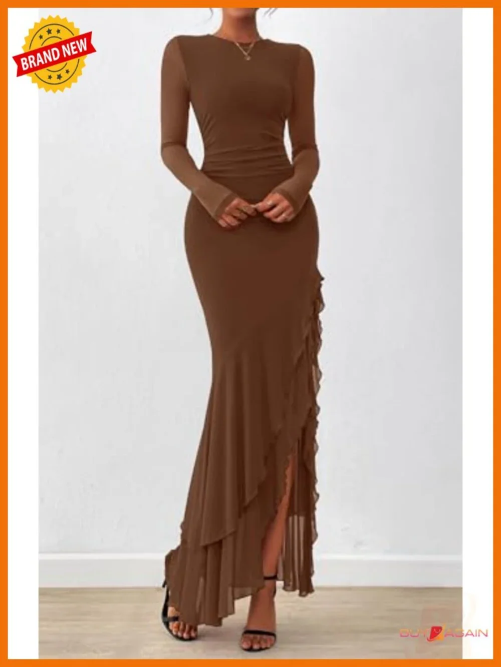 Women's Maxi Dress Long Sleeve Wedding Guest Cocktail Mermaid Formal